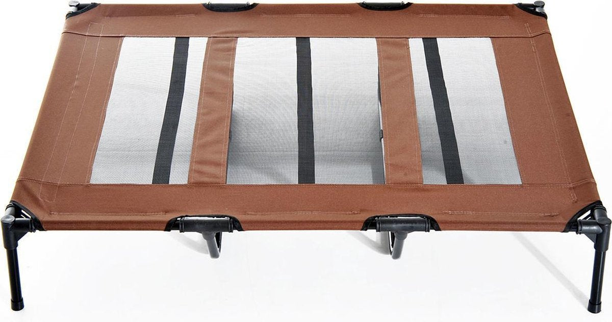 Hondenbed - Hondenstretcher - Verhoogd hondenbed - Draagbaar - XXL - 122x92x23cm - Koffiebruin + Zwart