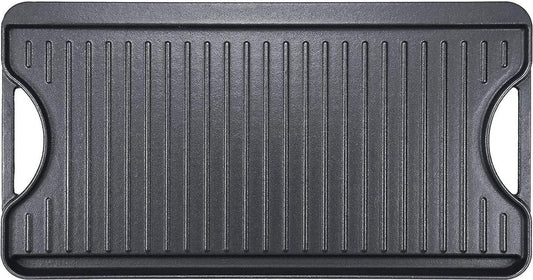 Gietijzeren antiaanbak grillplaten 50,8 x 26,5 cm voor oven, fornuis en grill, dubbelzijdige gietijzeren grillplaat met groeven en gladde roosterzone, roosterplaat.
