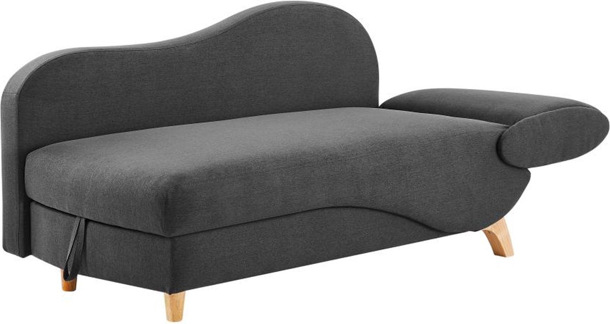 Vente-unique Slaapbank van antracietkleurige stof met opbergruimte - Linkerhoek - PENELOPE B 160 cm x H 81 cm x D 80 cm