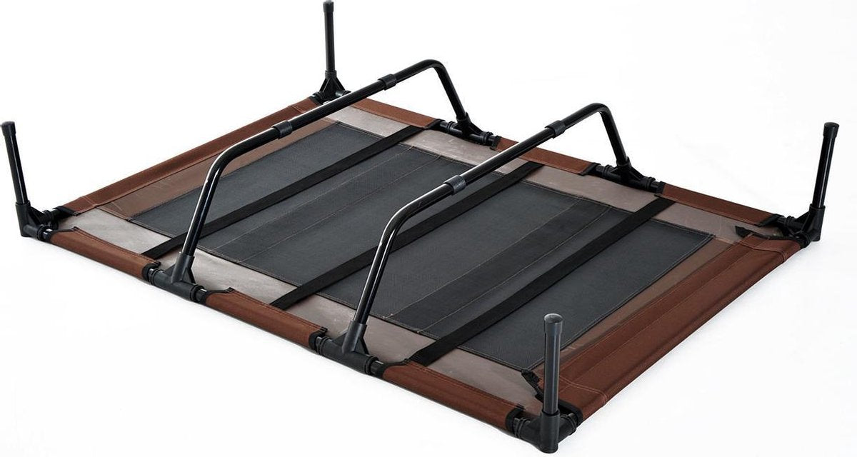 Hondenbed - Hondenstretcher - Verhoogd hondenbed - Draagbaar - XXL - 122x92x23cm - Koffiebruin + Zwart