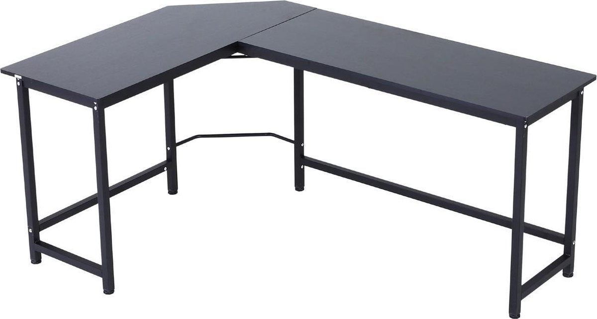 Hoekbureau - Bureau - Schrijftafel - Computerbureau - Bureautafel - Opbergruimte - 168 x 120 x 75cm - Zwart