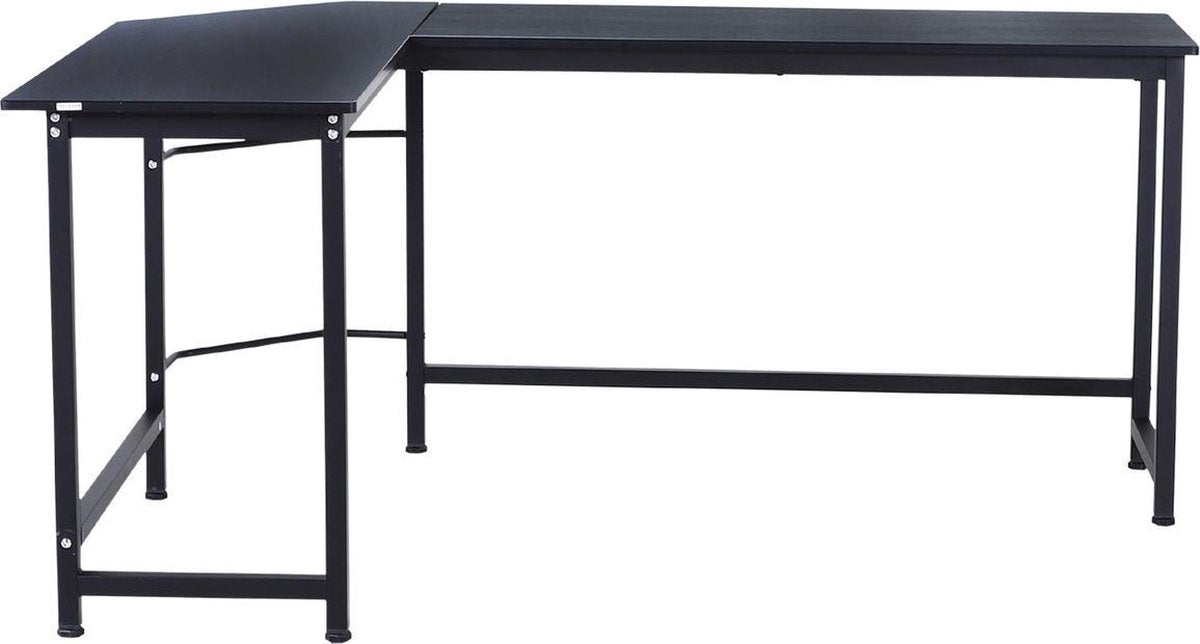 Hoekbureau - Bureau - Schrijftafel - Computerbureau - Bureautafel - Opbergruimte - 168 x 120 x 75cm - Zwart