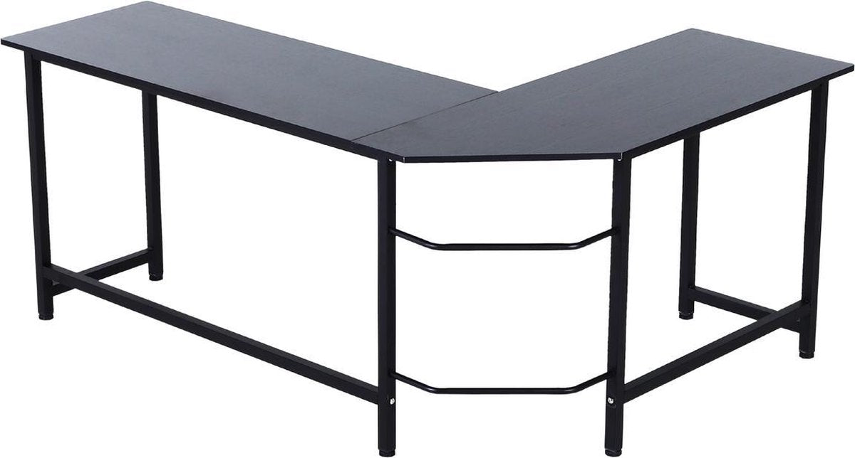 Hoekbureau - Bureau - Schrijftafel - Computerbureau - Bureautafel - Opbergruimte - 168 x 120 x 75cm - Zwart