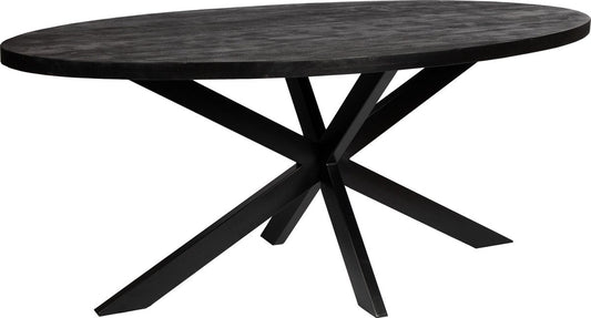 Thom - Dining table - Oval 190cm - Fully Black Cross Leg - Mango wood 5cm thick top