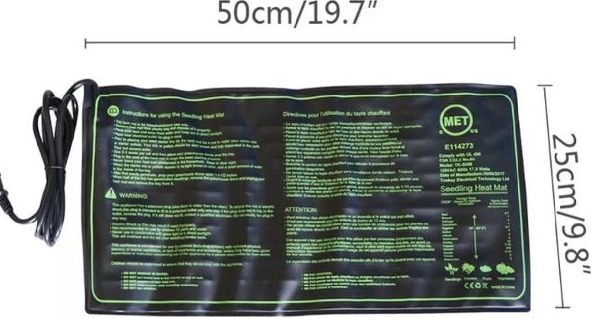 Value Pack - (2) Grow Mats - heating mat plants - 25 x 50 cm - seeds - cuttings - sprouts - also suitable for under terrariums - splash proof - 17 watt - without controller
