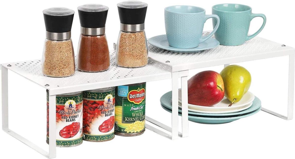 Kitchen cabinet insert rack - stackable and expandable - set of 2 kitchen racks - storage racks for spices and cans Storage rack