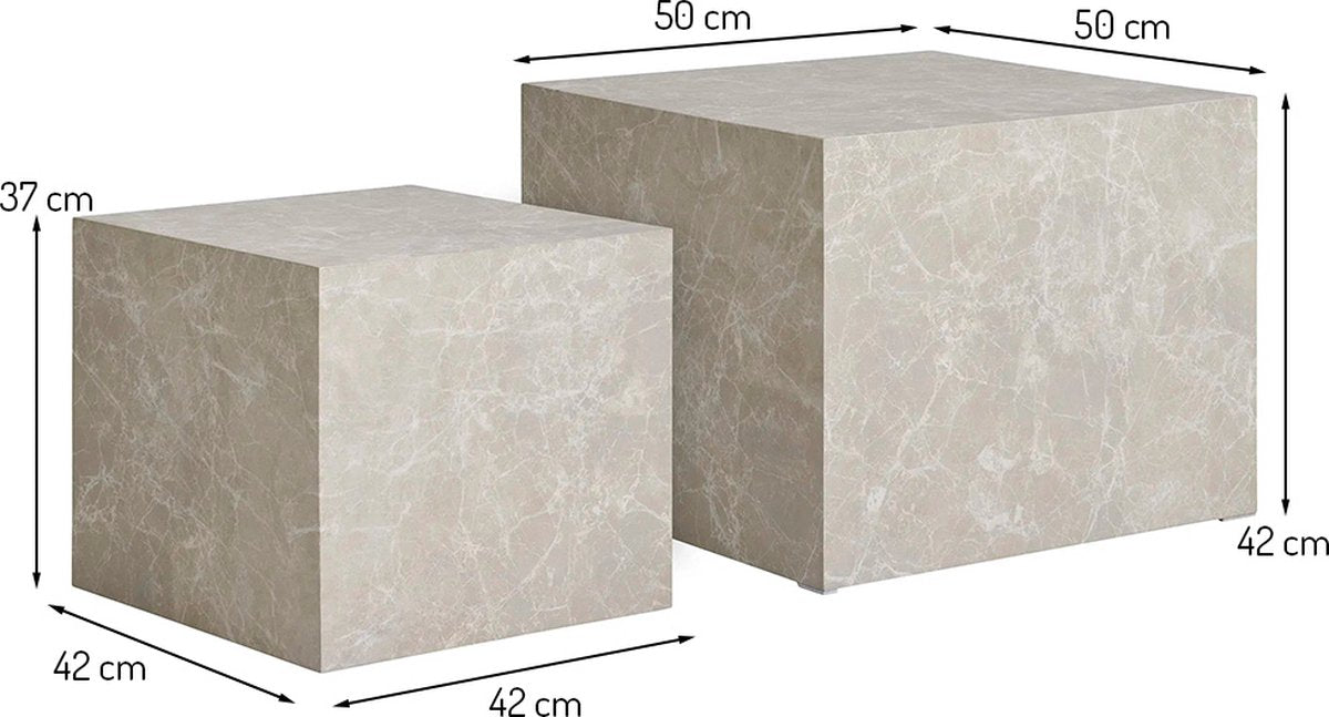 Salontafel Set Hakan Marmer Beige