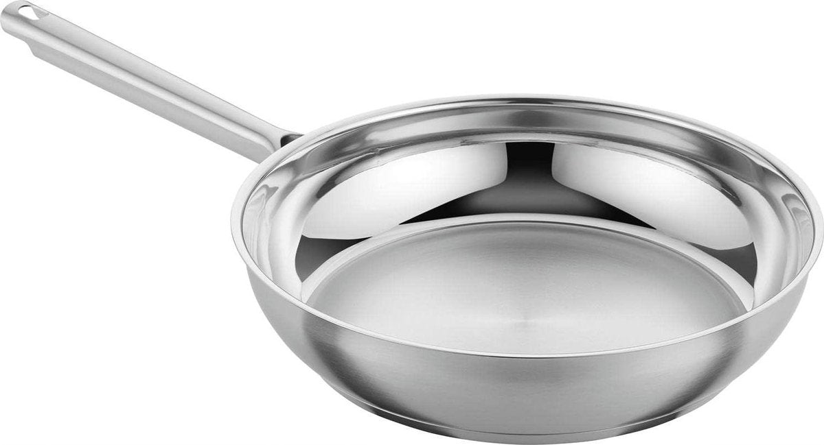 Koekenpan 28 cm RVS Antiaanbaklaag PTFE Inductie Zilver