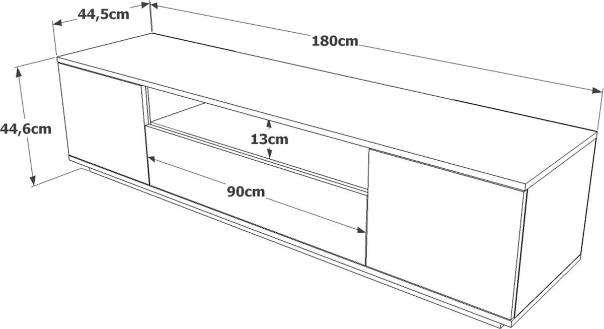 TV meubel wit met hout - eiken & wit - 180x44,6x44,5cm - tv-meubel hout - tv-meubel wit
