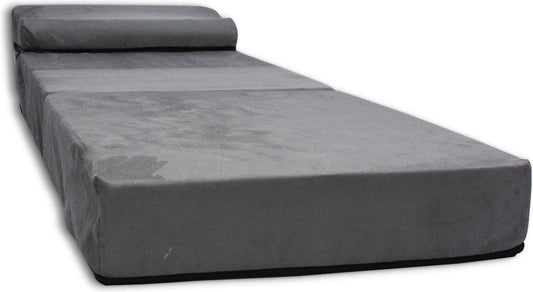 Logeermatras met kussen 70cm x 200cm x 15cm Opvouwbaar Grijs