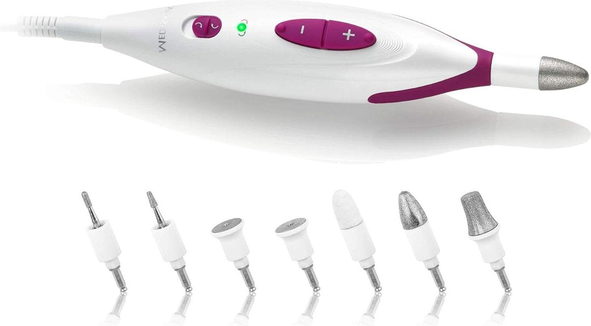 Manicureset Elektrische Manicure- en Pedicureset met 7 Nagelverzorgingshulpstukken - 2 Snelheidsinstellingen voor Nagels, Nagelriemen en Eelt