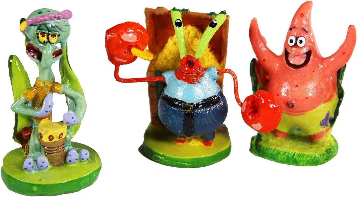 6-Piece Spongebob Mini Aquarium Ornaments Set - Ideal for Saltwater and Freshwater Tanks - Model SBR1A