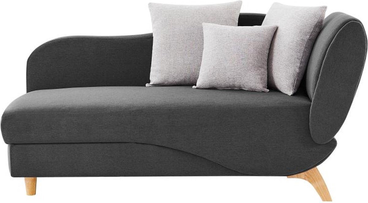 Vente-unique Slaapbank van antraciete stof met opbergruimte - Hoek links - PENELOPE B 160 cm x H 81 cm x D 80 cm