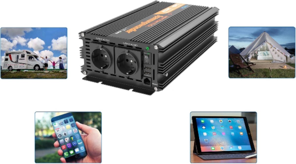 12V 230V Omvormer - Auto Stroom Omvormer - Inverter - Omvormer Auto Camper Boot - Camping Stroom - Voor Autokoelkast