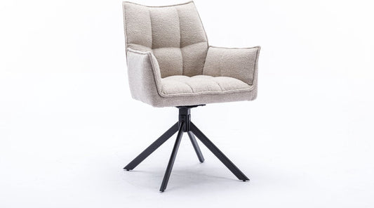 Dining chair - Chair - Dynasty - With arm - Fabric alpine - boucle fabric - Natural 01 - Swivel