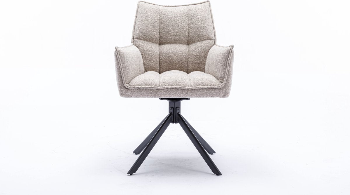Dining chair - Chair - Dynasty - With arm - Fabric alpine - boucle fabric - Natural 01 - Swivel