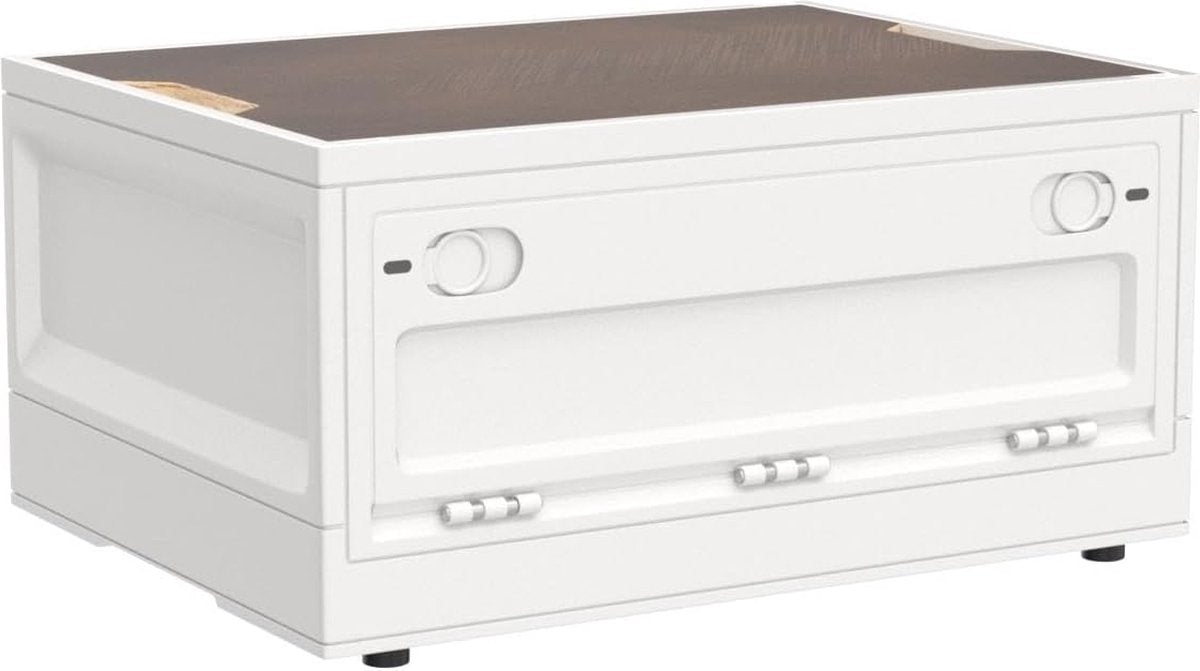 Campingbox, storage boxes with lid, 35 litres, foldable plastic storage crates, storage box as tabletop for outdoor, camping, car, boot, white
