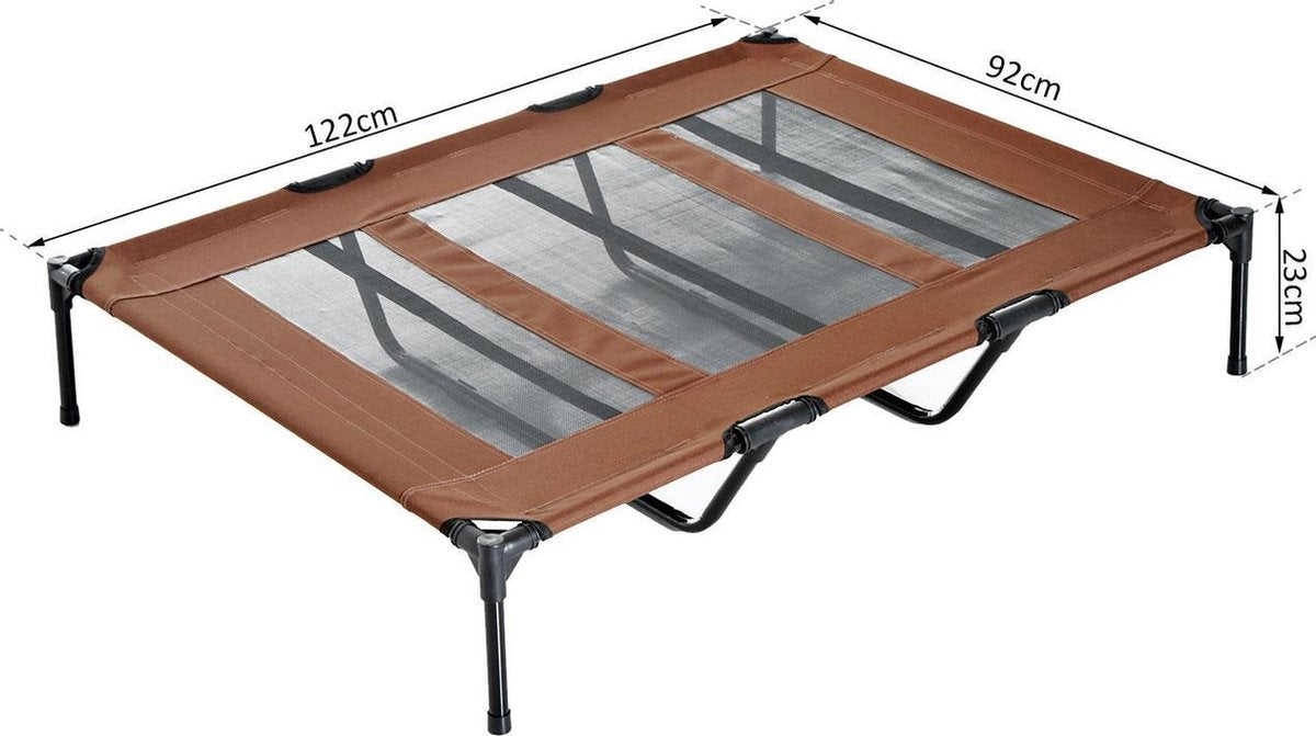 Hondenbed - Hondenstretcher - Verhoogd hondenbed - Draagbaar - XXL - 122x92x23cm - Koffiebruin + Zwart