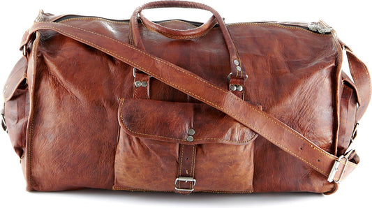 Travel bag made of REAL LEATHER - Sports bag - Weekend bag MALAGA Real Leather - Cognac Brown -HANDMADE VINTAGE STYLE Duffle bag