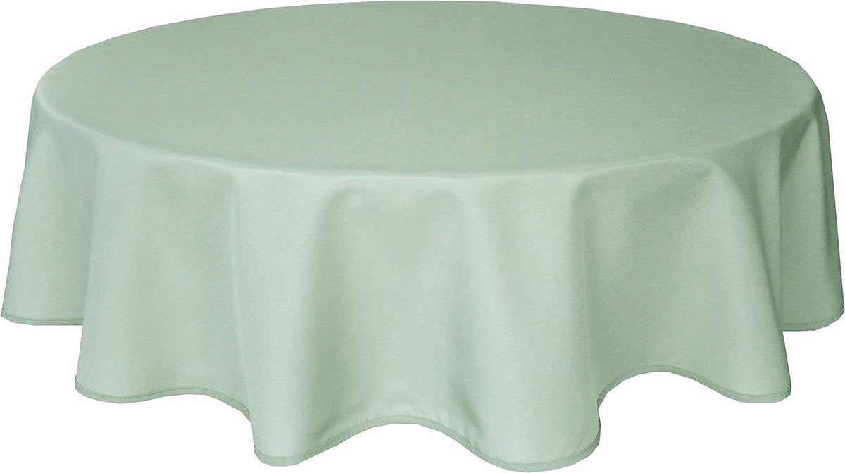 Quality tablecloth textile round 140 cm, colour of your choice sage green
