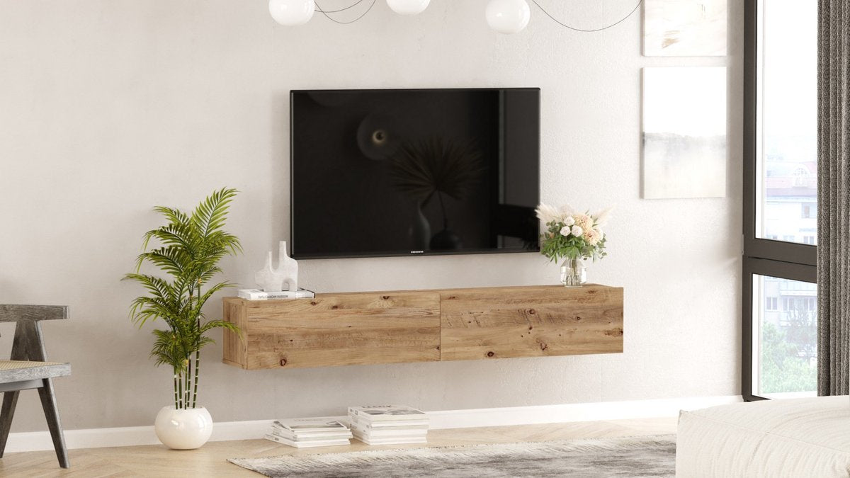 Zwevend TV Meubel - Eiken Donker 180 cm - Stijlvolle TV Kast - Breedte 180 cm voor Ruime Opslag