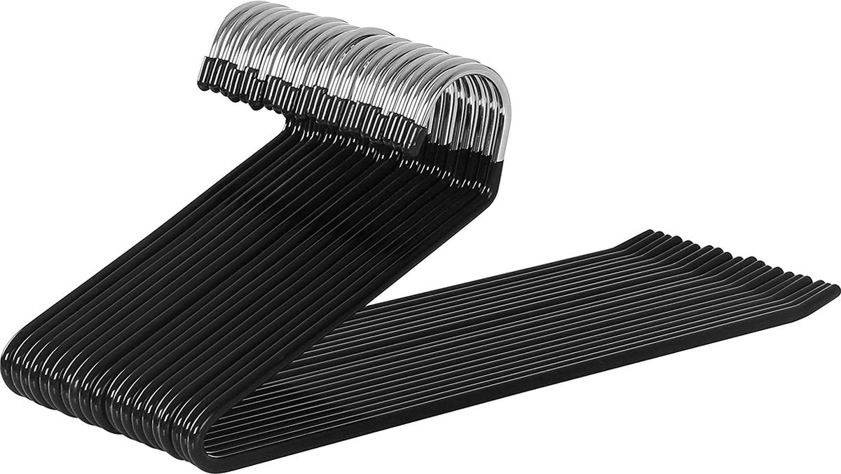 broekhanger van metaal, set van 20, kleerhanger, open ontwerp, antislip coating, ruimtebesparend, lengte 38 cm, zwart CRI008B01