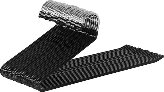 broekhanger van metaal, set van 20, kleerhanger, open ontwerp, antislip coating, ruimtebesparend, lengte 38 cm, zwart CRI008B01