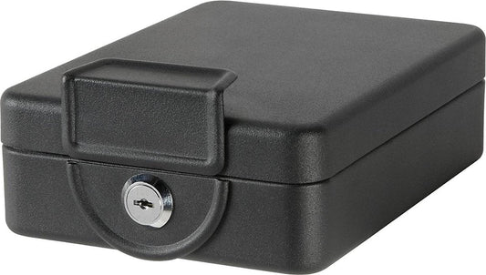 Screw-On Cash Box with Slide-In Frame for Mounting Under Table or Shelf - Key Cash Box - Lockable Cash Register - 16 cm Wide - Black Fireproof Safe