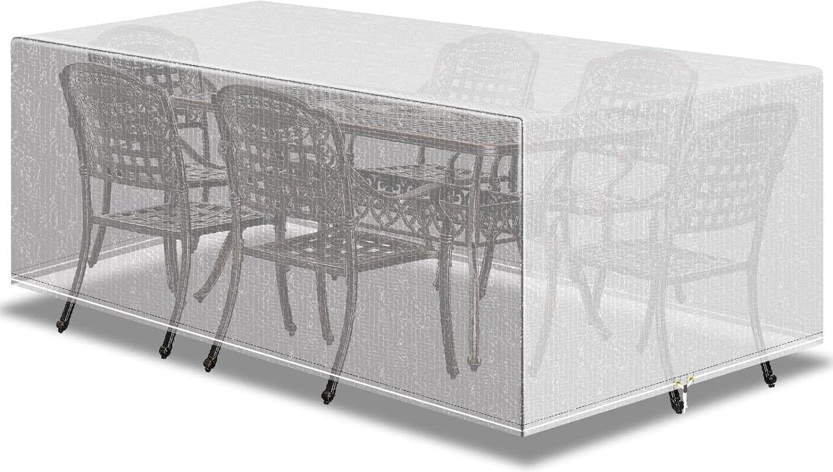Waterdichte hoes voor tuinmeubels, rechthoekige hoezen voor terrastafel en stoelen - extra groot, 193 x 136 x 88 cm, transparant