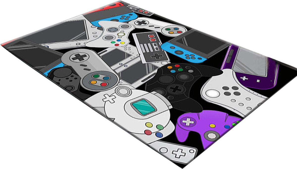 Gaming vloerkleed 100x150cm - Gameconsole design - Ideaal voor de gamekamer, kinderkamer & woonkamer