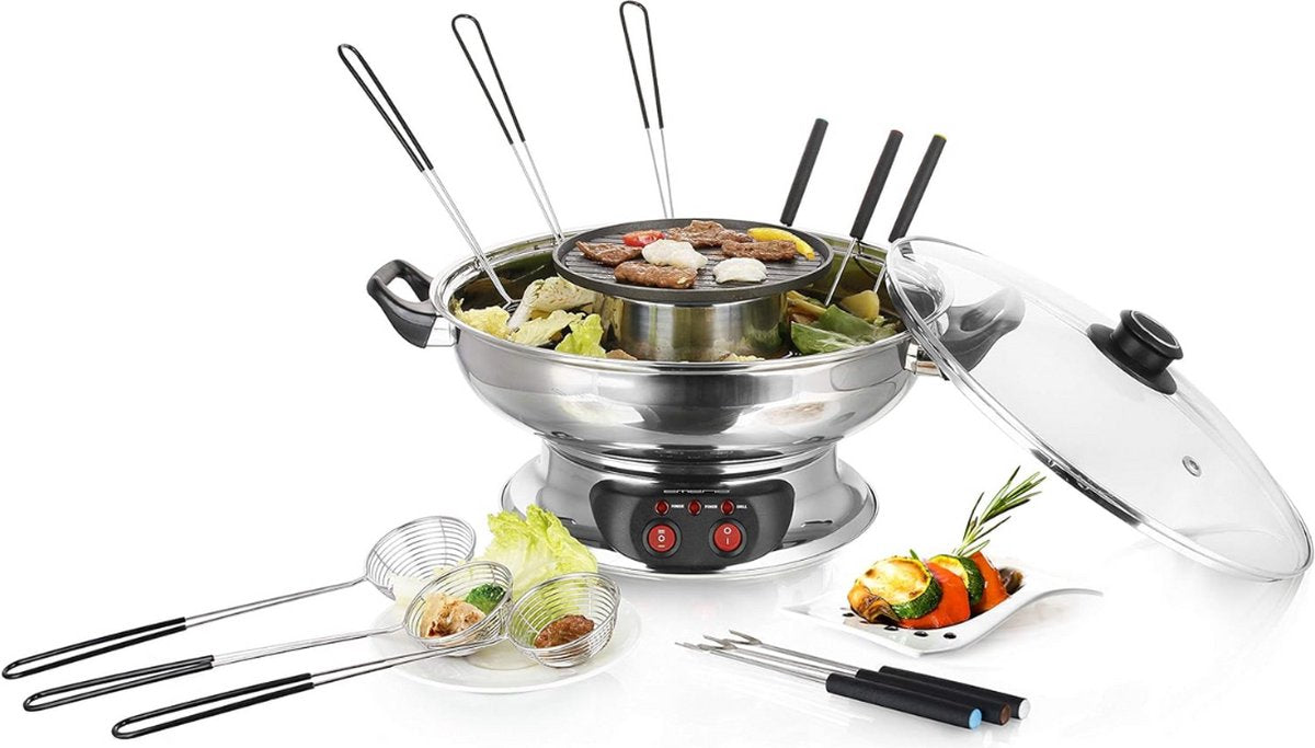 Equivera Hot Pot - Fondueset - Elektrische Fonduepan - Oosterse Fondue - Grill - Meerdere Personen