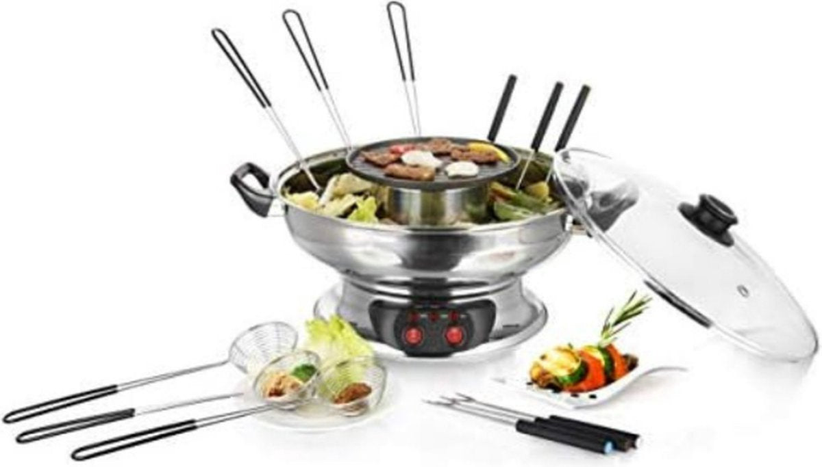 Hotpot Pan - Elektrische Hotpot - Chinese Fondue - Hotpot Kookpot - Zilver
