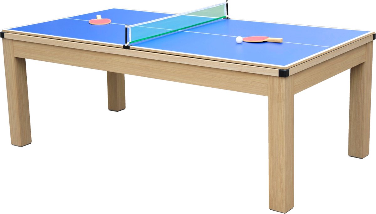 Vente-unique Moduleerbare tafel - Biljart en tafeltennis BALTHAZAR - 213 x 112 x 81.5 cm - Blauw L 213.4 cm x H 81.5 cm x D 111.8 cm