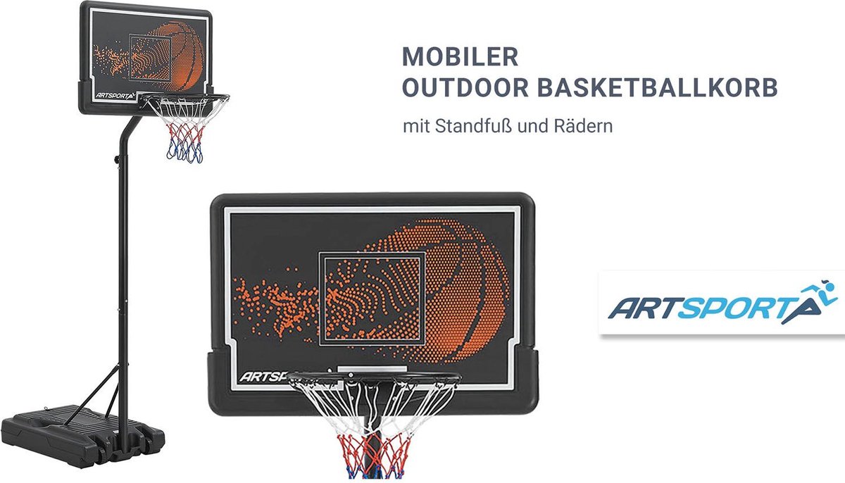 Mobile and height-adjustable basketball hoop
