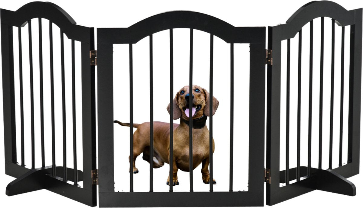 Paws & Claws - Hondenhek – Deurhekje - Dog barrier - 154,5 x 61 cm - Opvouwbaar - Zwart