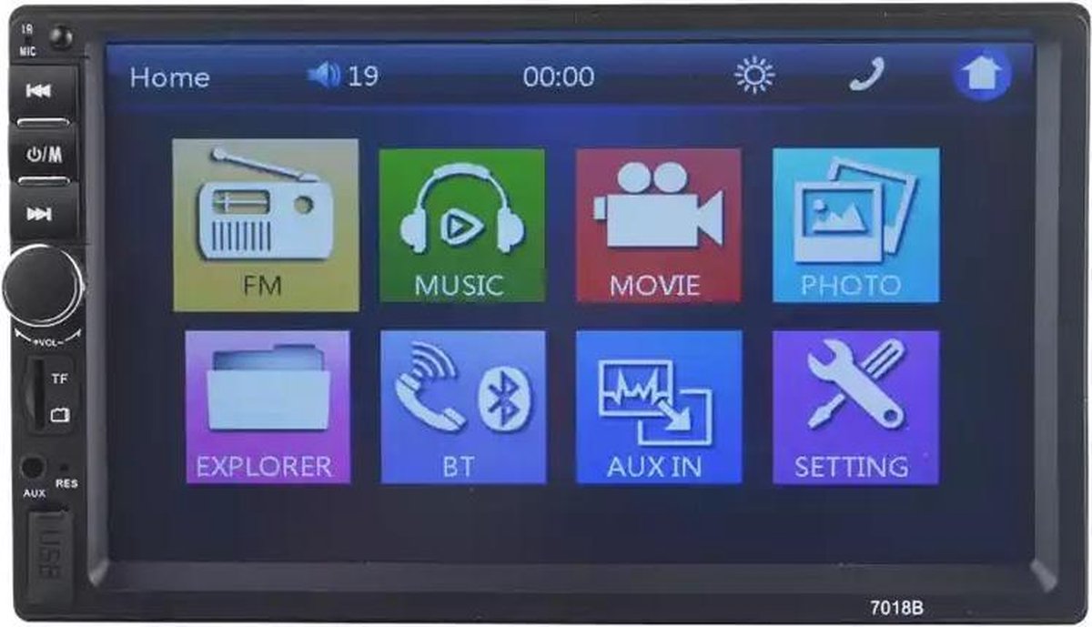 HD Dubbel din autoradio 7". Bluetooth, USB, AUX, Handsfree met touchscreen & afstandsbediening