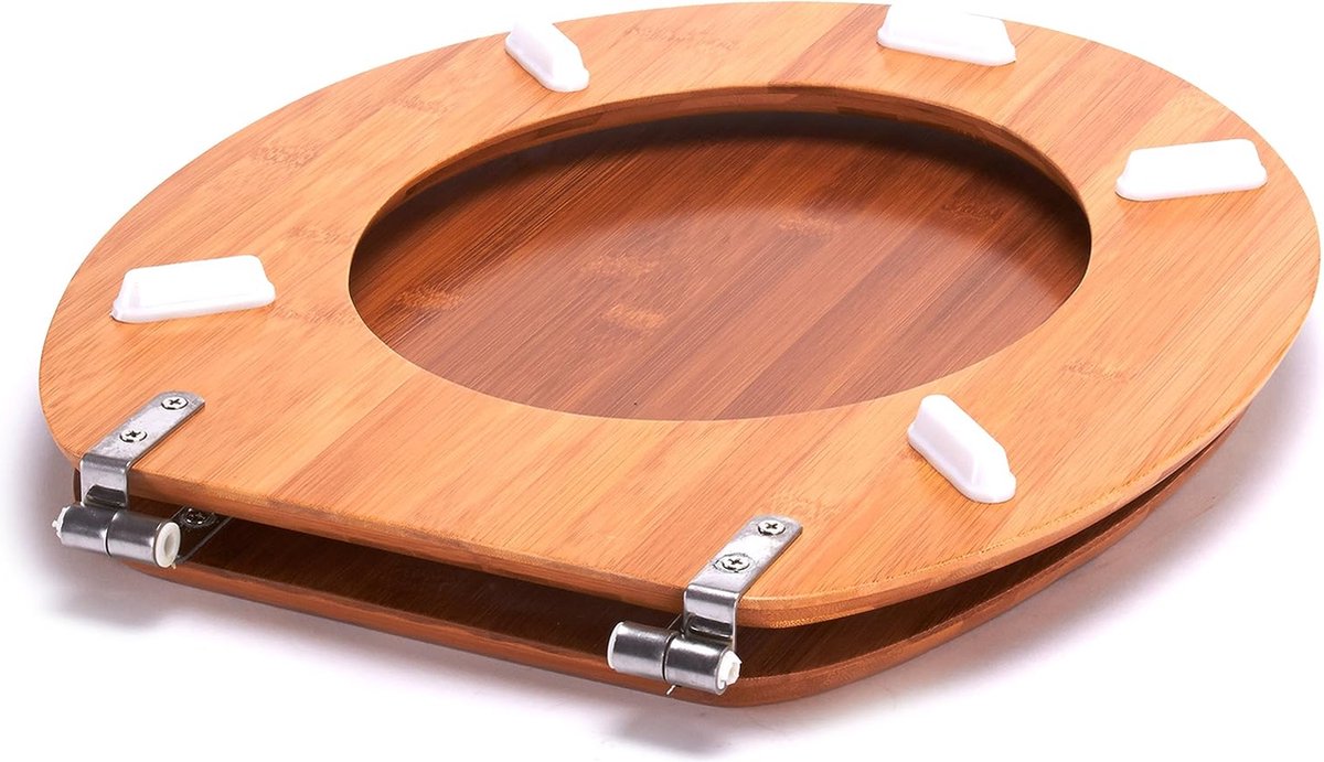 WC-bril wc-deksel bamboe "Bamboo" scharnieren van roestvrij staal - hoogwaardige en stabiele kwaliteit
