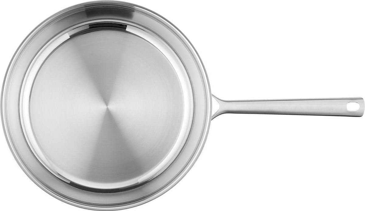 Koekenpan 28 cm RVS Antiaanbaklaag PTFE Inductie Zilver