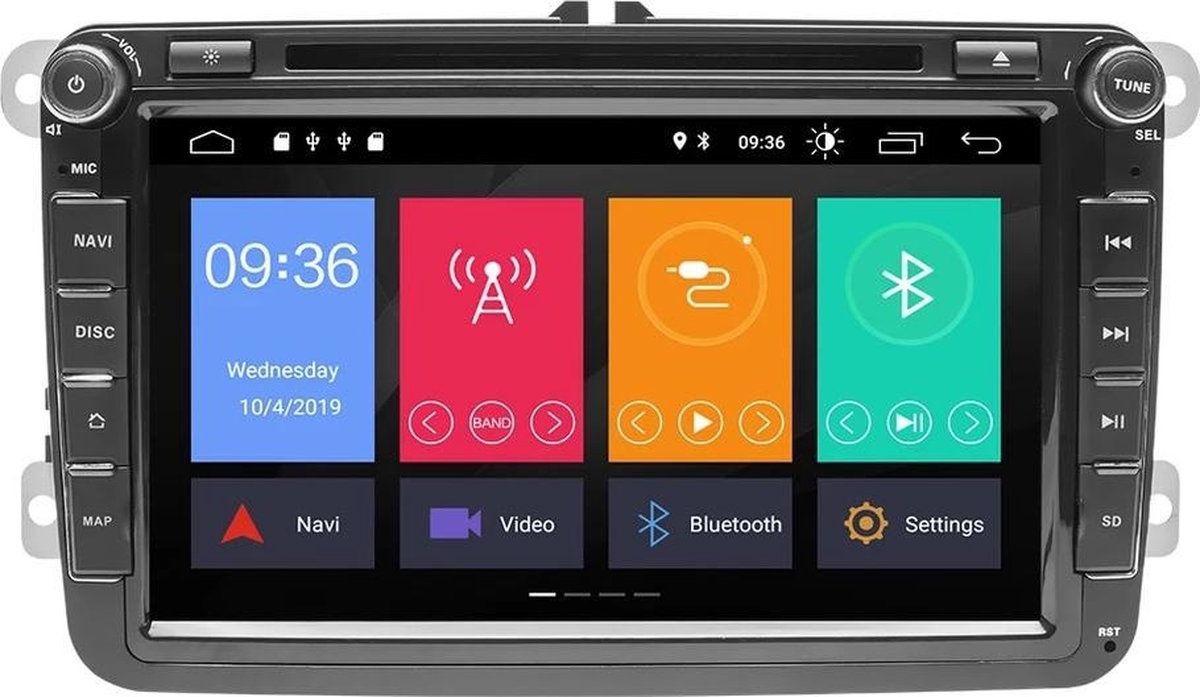Ingebouwde CarPlay! Volkswagen Seat Skoda DVD-SPELER Android 10 navigatie 8 inch 2+16GB Amarok Beetle Golf Polo Passat Caddy Eos Scirocco Tiguan Touran Transporter Jetta Leon Altea Toledo Octavia Superb Fabia Yeti Roomster