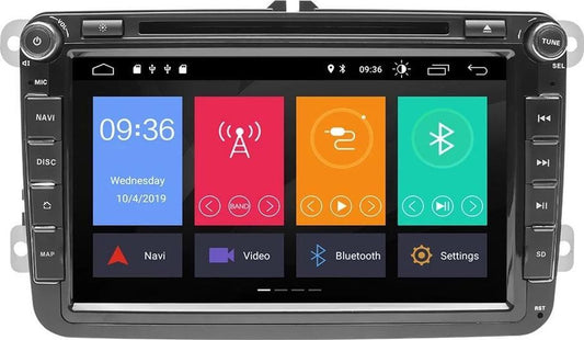 Ingebouwde CarPlay! Volkswagen Seat Skoda DVD-SPELER Android 10 navigatie 8 inch 2+16GB Amarok Beetle Golf Polo Passat Caddy Eos Scirocco Tiguan Touran Transporter Jetta Leon Altea Toledo Octavia Superb Fabia Yeti Roomster