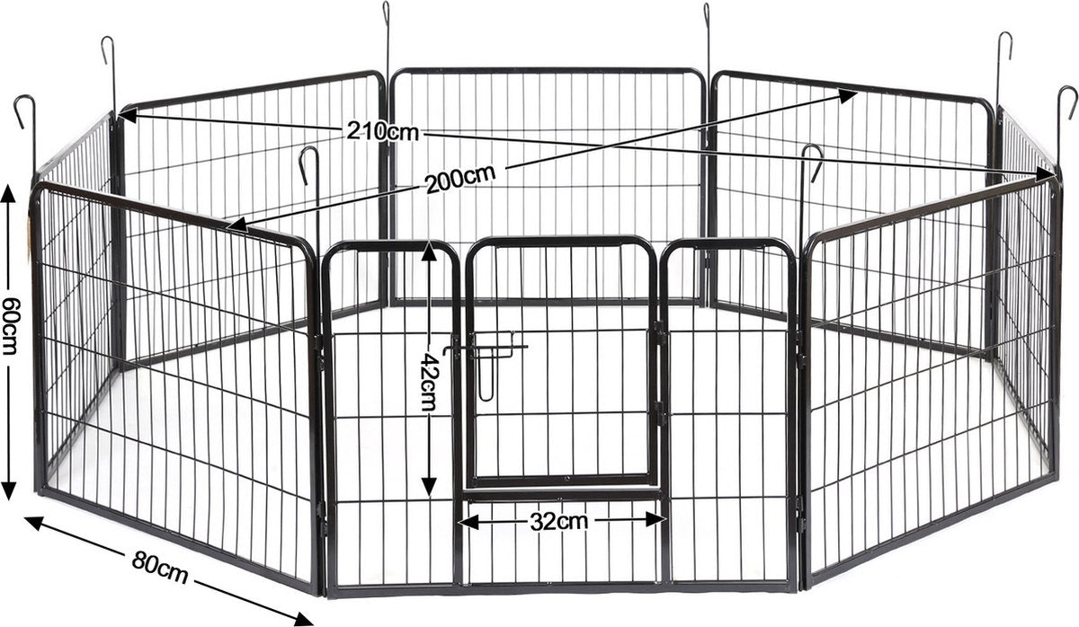Puppyren 8-hoekig 60 cm hoog grijs hamerslag