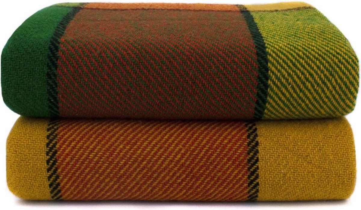 Alenika Wollen Plaid Groen Ivanna - 100% Zuiver wollen deken - 150x200cm - 1500g
