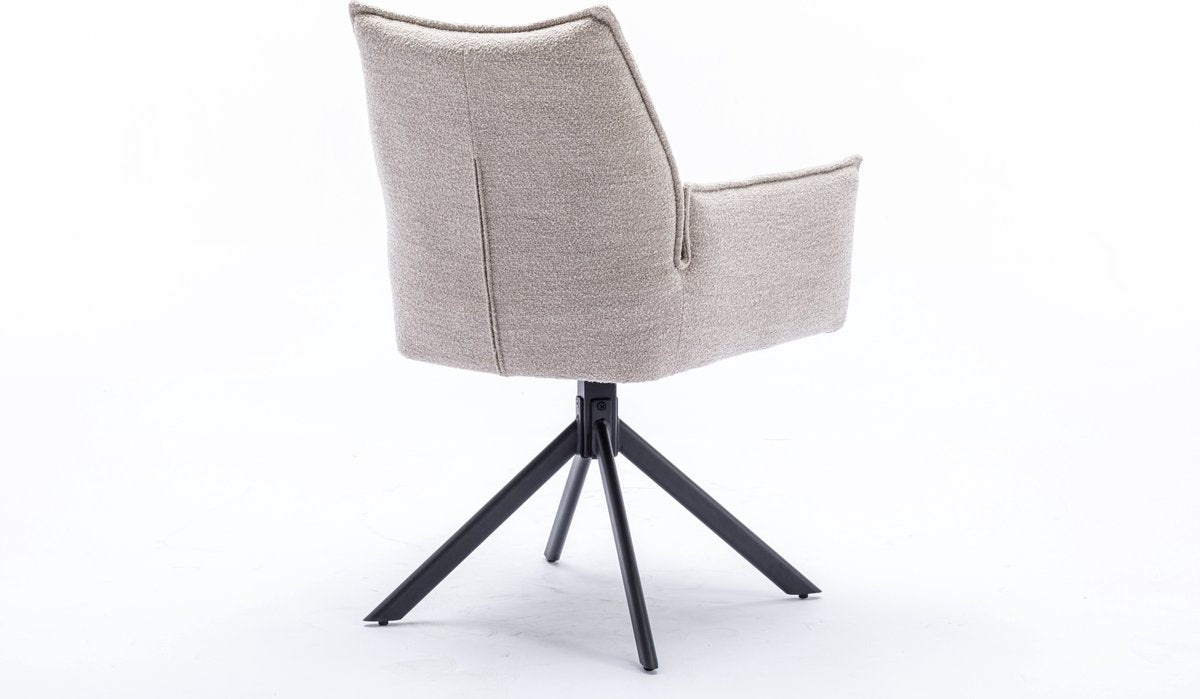 Dining chair - Chair - Dynasty - With arm - Fabric alpine - boucle fabric - Natural 01 - Swivel