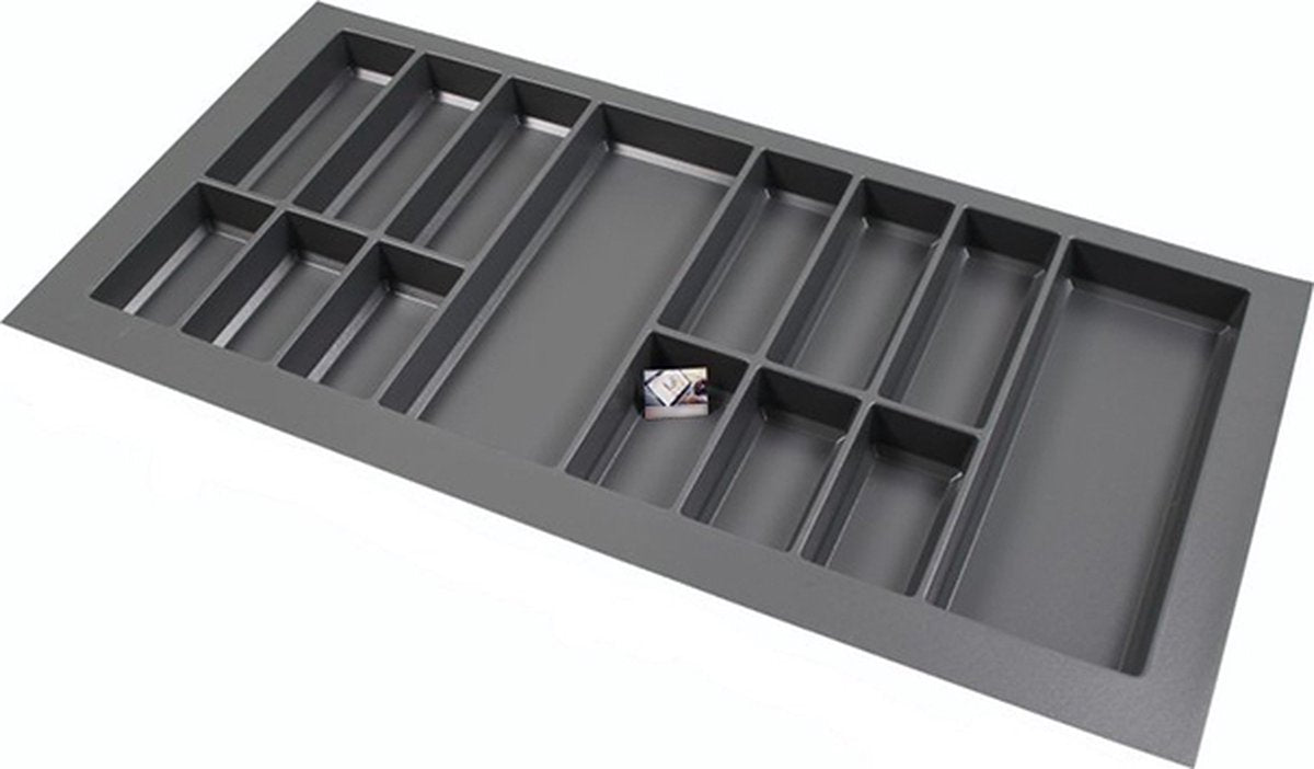 Plastic Bestekbak Classic Serie Antraciet, Breedte 108-100 cm - Diepte 54-47 - Breedte en diepte op maat te maken - Besteklade, Bestekhouder, Bestekbakken op maat