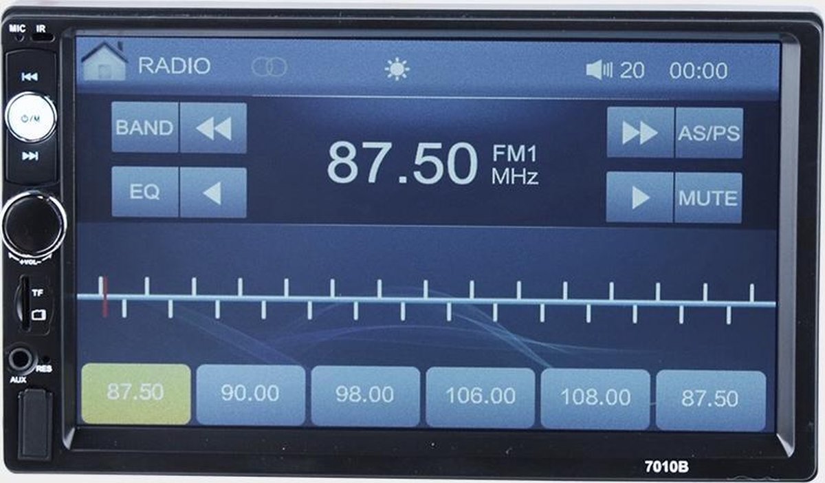 HD Dubbel din autoradio 7". Bluetooth, USB, AUX, Handsfree met touchscreen & afstandsbediening