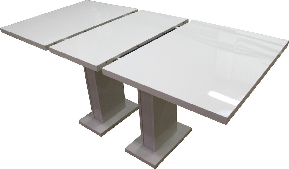 Meubella - Eetkamertafel Glamour 160 - Wit - Uitschuifbaar
