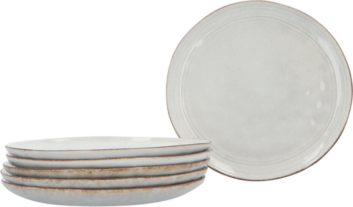 Earthenware Dinner Set 6 Person Flower Beige 12-Piece - Beige