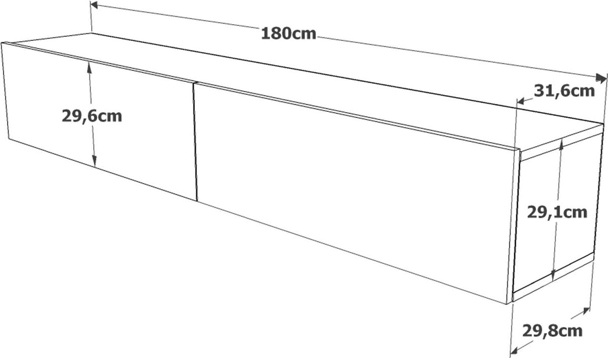 Zwevend TV Meubel - Eiken Donker 180 cm - Stijlvolle TV Kast - Breedte 180 cm voor Ruime Opslag