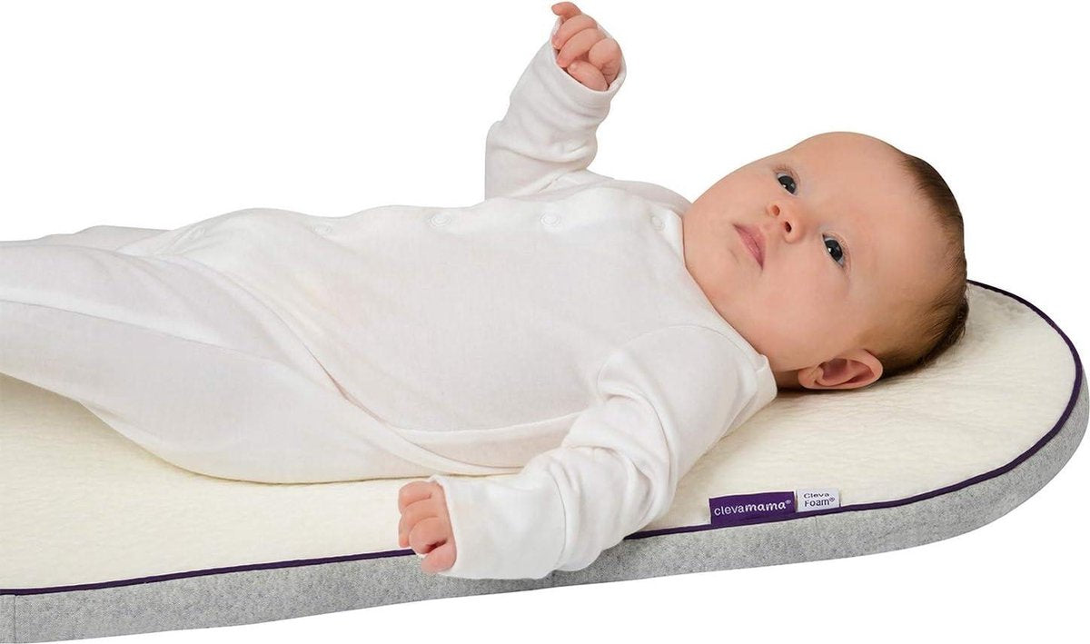 Foammatras voor wieg en kinderwagen 66x28 cm - wit 3111 - Comfortabel ClevaFoam - ademend - ondersteunend