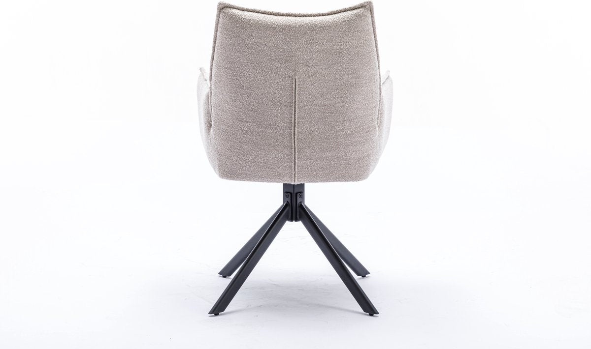 Dining chair - Chair - Dynasty - With arm - Fabric alpine - boucle fabric - Natural 01 - Swivel